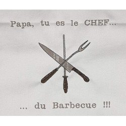 Torchon brodé Papa tu es le chef du barbecue