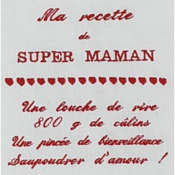 Torchon brodé Super maman, mamie ou papa