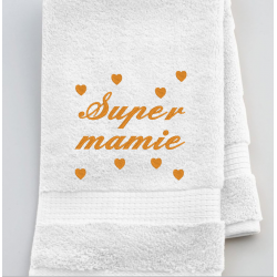 Serviette de toilette Super mamie avec des coeurs