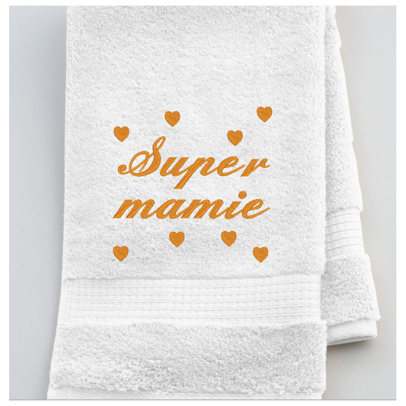 Serviette de toilette Super mamie avec des coeurs