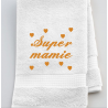 Serviette de toilette Super mamie avec des coeurs