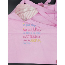 Tote bag brodé. iIl faut toujours viser la lune