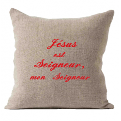 Coussin Jésus est Seigneur en lin