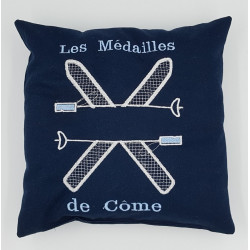 Coussin brodé pour médailles de ski