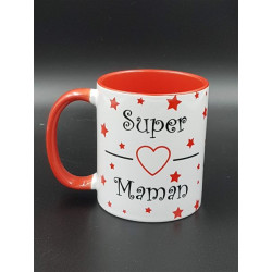 Tasse "super maman" anse colorée