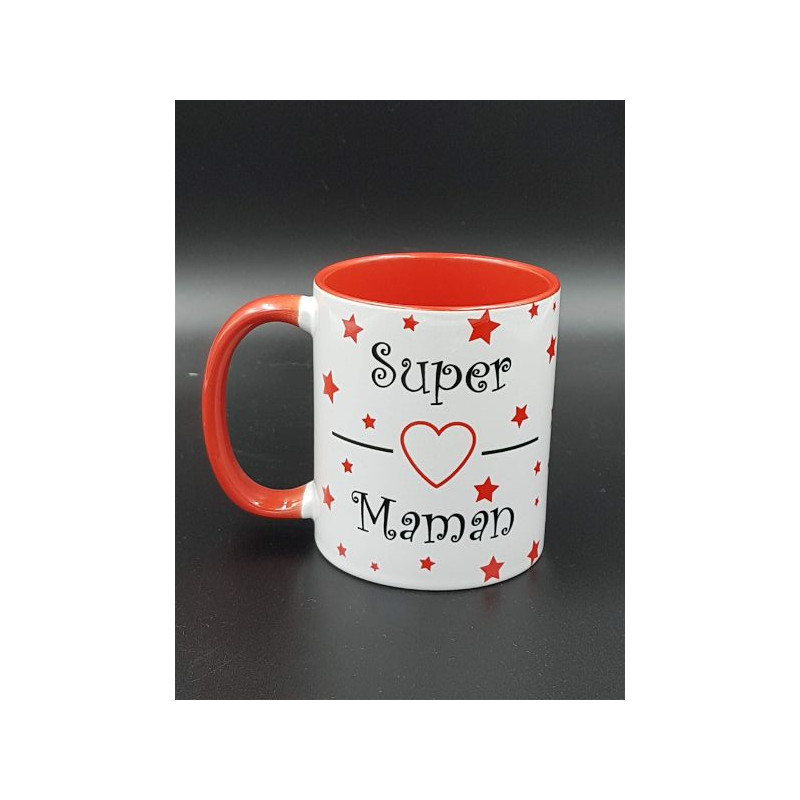 Tasse "super maman" anse colorée