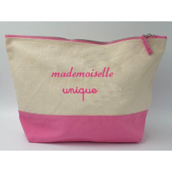 Pochette, trousse de toilette, voyage, fête, anniversaire, rentrée, vacances, naissance, cadeau personnalisé, personnalisé, brod