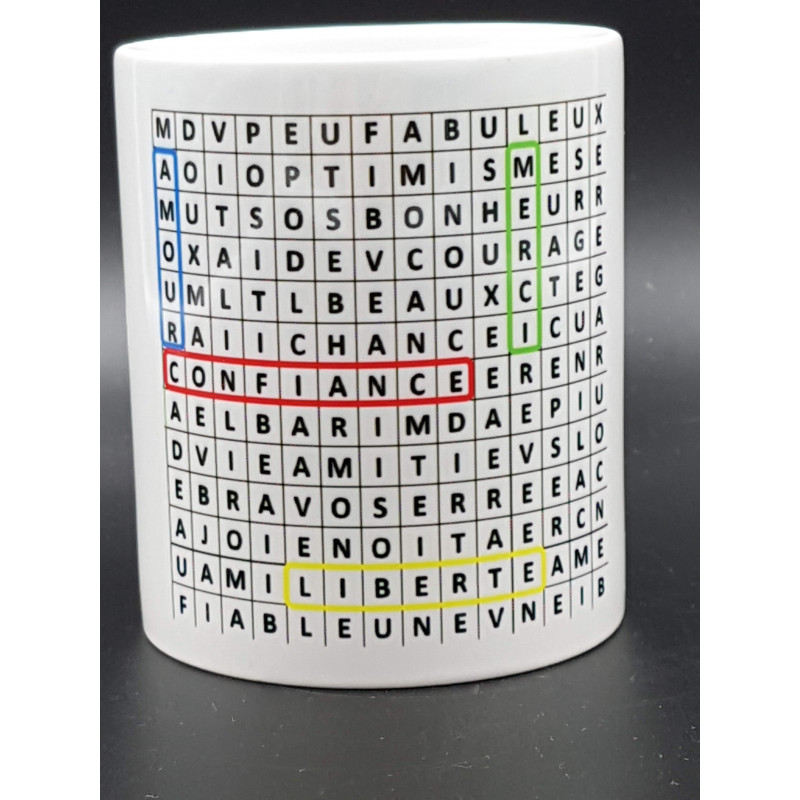 Tasse "Mots mêlés" personnalisé