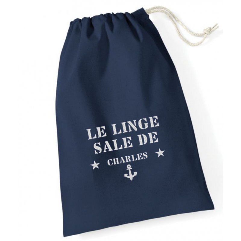 Sac à linge sale brodé ancre