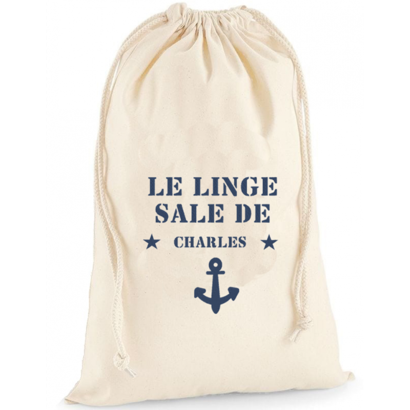 Sac à linge sale brodé ancre