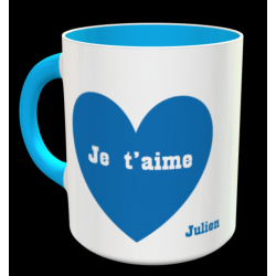 Tasse "Je t'aime - Coeur bleu - personnalisable"