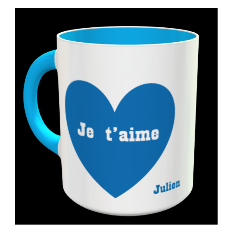 Tasse "Je t'aime - Coeur bleu - personnalisable"