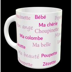 Tasse "surnoms d'amoureuse personnalisable"