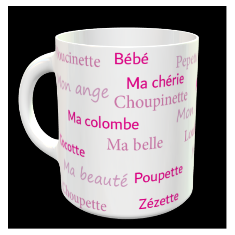 Tasse "surnoms d'amoureuse personnalisable"