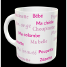 Tasse "surnoms d'amoureuse personnalisable"