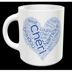 Tasse "Coeur Surnoms en bleu" personnalisable