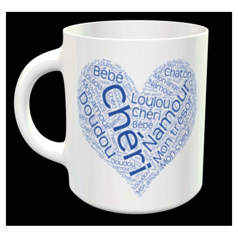 Tasse "Coeur Surnoms en bleu" personnalisable