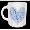 Tasse "Coeur Surnoms en bleu" personnalisable