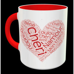 Tasse "Coeur Surnoms en rouge" personnalisable