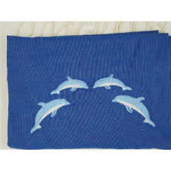 Fouta bleue brodée Dauphins (différents modèles)