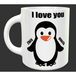 Tasse Pingouin "I love you this much" personnalisable