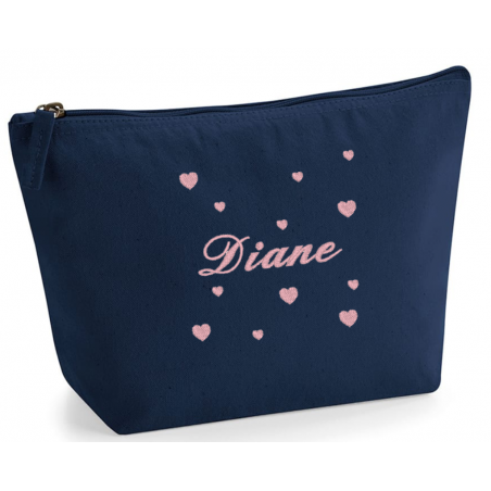Trousse prénom avec petits coeurs