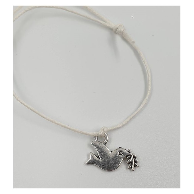 Bracelet cordon avec pendentif colombe