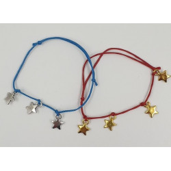 Bracelet cordon avec des étoiles couleur argent
