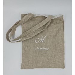 Tote bag en lin brodé