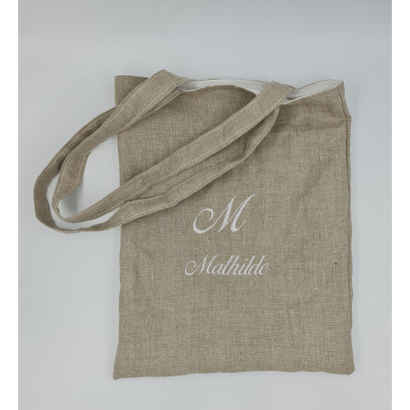 Tote bag en lin brodé