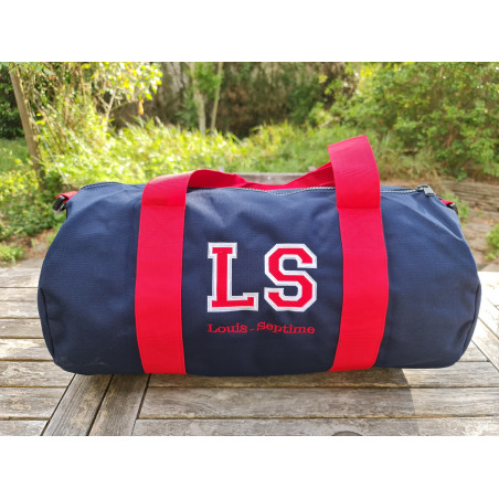 Sac polochon marine et rouge Initiale college