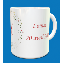 Tasse communion fleurs personnalisable