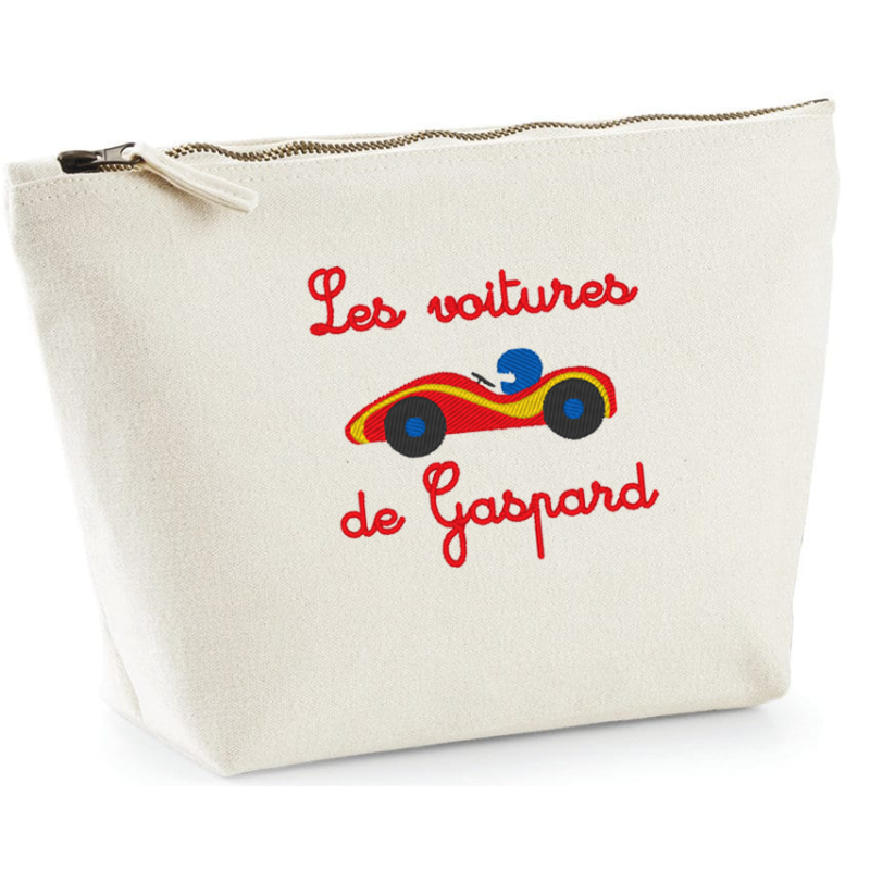 Pochette, trousse de toilette, voyage, fête, anniversaire, rentrée, vacances, naissance, cadeau personnalisé, personnalisé, brod