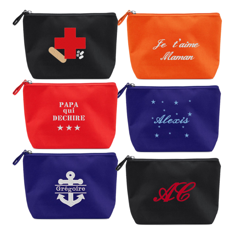 Trousse imperméable brodée dessin au choix