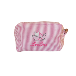 Trousse rayée brodée Petite Oursonne