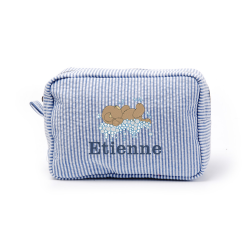 Trousse rayée brodée Petite Oursonne