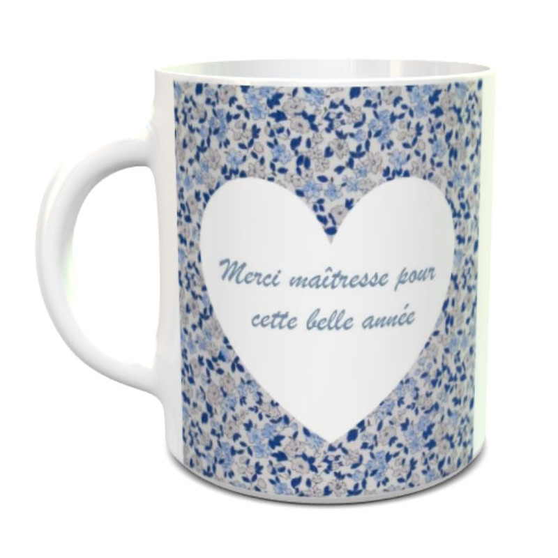 Tasse Merci maîtresse fleurie personnalisable