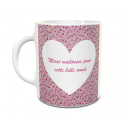 Tasse Merci maîtresse fleurie personnalisable