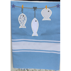 fouta brodee avec des poissons