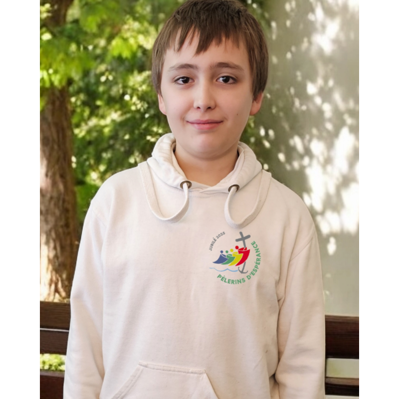 sweat brodé avec le logo du jubilé 2025