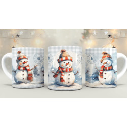 tasse sublimée avec des bonhommes de neige, personnalisée