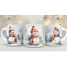 tasse sublimée avec des bonhommes de neige, personnalisée