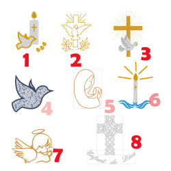 Châle de baptême brodée colombe et croix