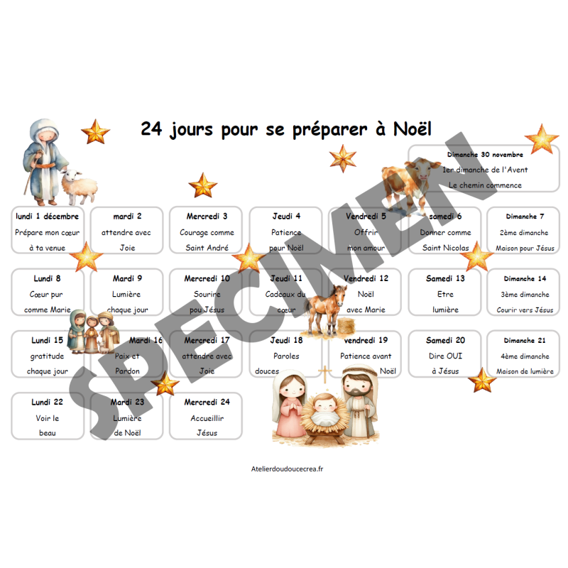 Calendrier de l'Avent pour enfant à télécharger