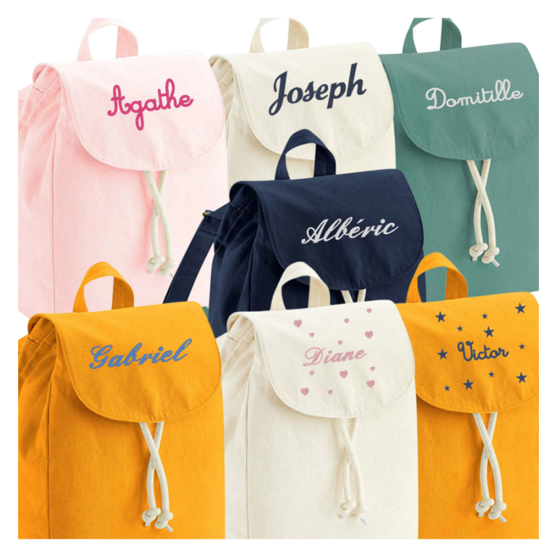 Sac à dos brodé pour petit ou grand Prénom