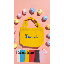 Panier prénom brodé pour Pâques