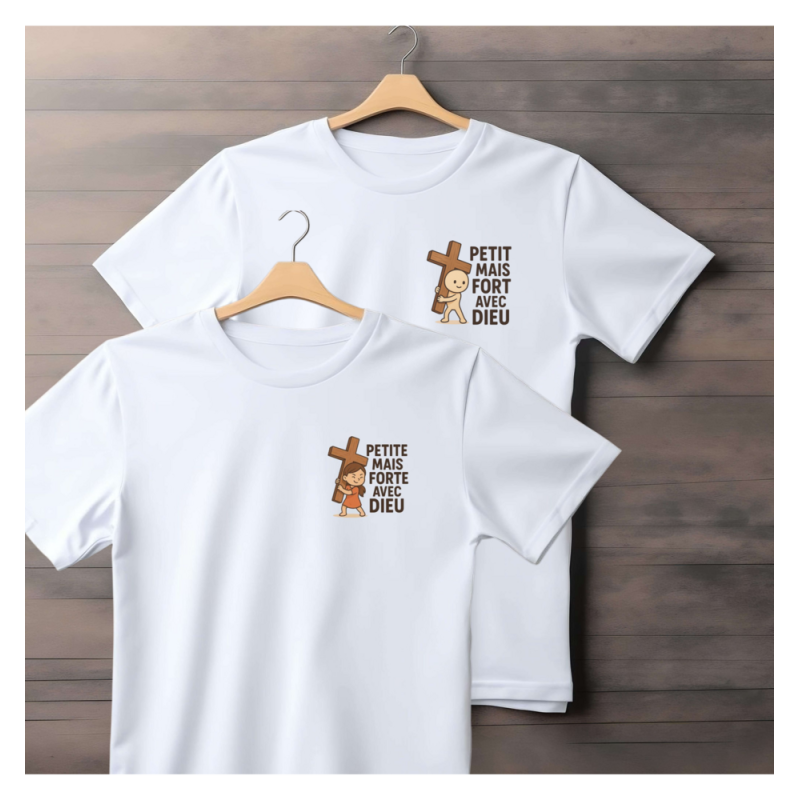 T‑shirt coton imprimé DTF – blanc ou marine