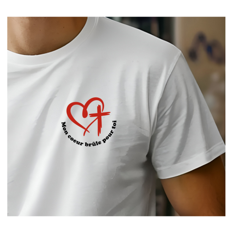 T‑shirt coton imprimé DTF – blanc ou marine