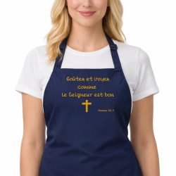Tablier « Goûtez et voyez comme le Seigneur est bon. » – Psaume 34