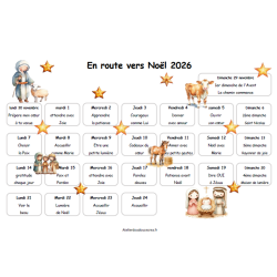 Calendrier de l'Avent pour enfant à télécharger 2026